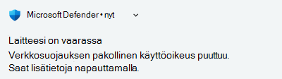 Ilmoitus vaarassa olevasta laitteesta