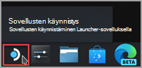 Sovellusten käynnistyskuvakkeen etsiminen Steam-työpöytäsovelluksen tehtäväpalkista.