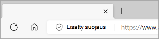 Lisätty suojaus näkyy Microsoft Edgen osoiterivin vasemmalla puolella, kun parannettu suojaus on käytössä sivustossa.