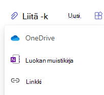 Näyttökuva liittämisasetuksista.