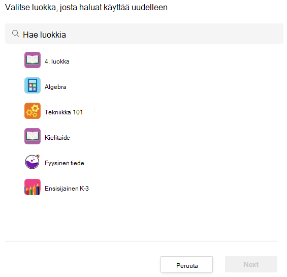 Valitse luokka