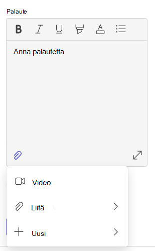 Näyttökuva palautteesta.