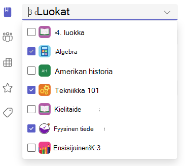 Näyttökuva moniluokka-asetuksista.