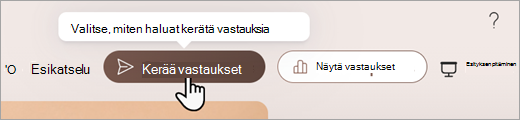 Näyttökuva, jossa voit määrittää, miten haluat kerätä vastauksia Microsoft Forms.