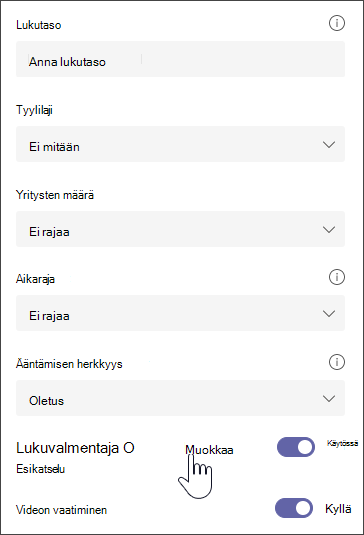 näyttökuva käyttäjän valitsemasta osasta tekstiä. käyttäjän on myös mahdollista valita lisäasetuksia tehtävän muokkaamista varten