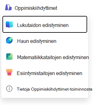 Näyttökuva lukutaidon edistymisestä.