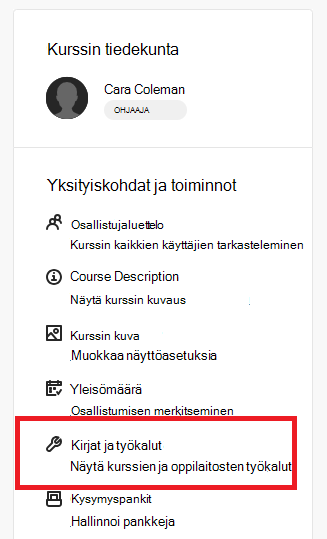 Blackboard-kirjat ja -työkalut Microsoft Education -linkki