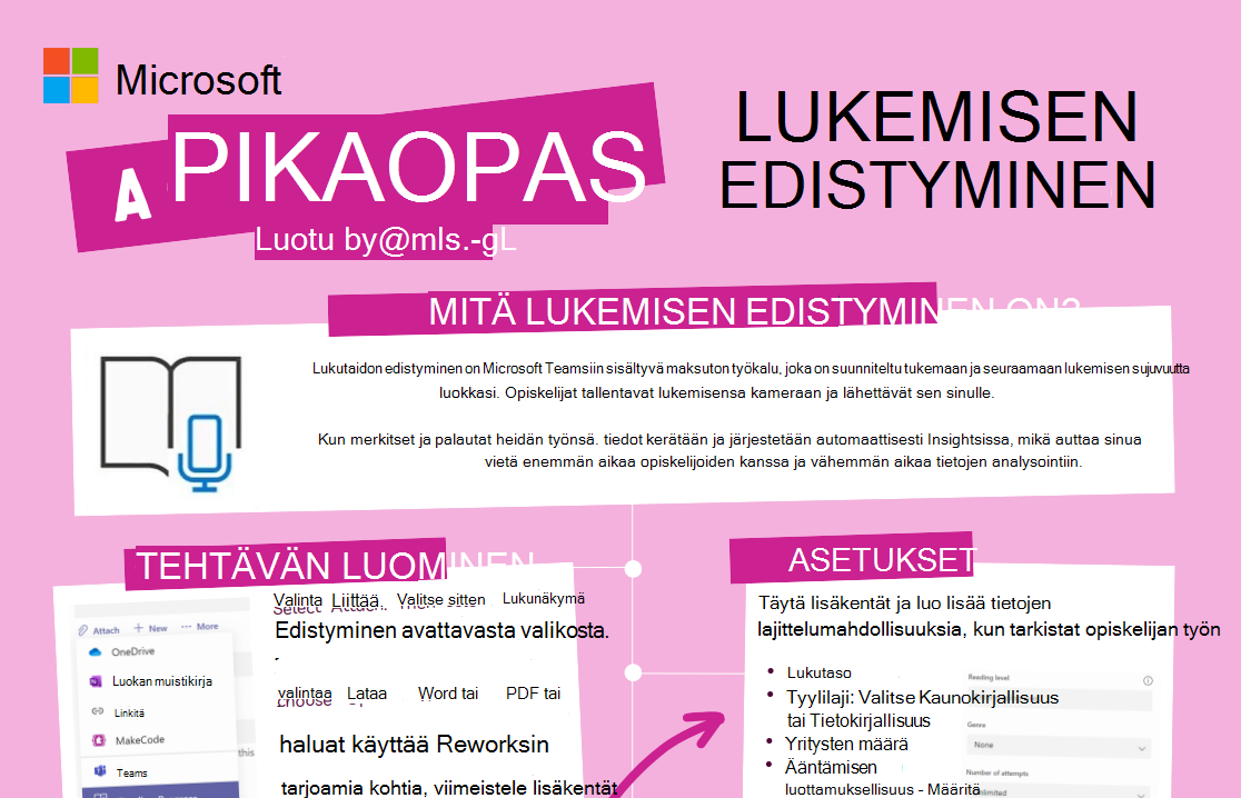 Näyttökuva lukutaidon edistymisestä.