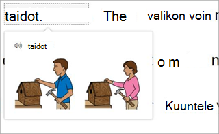 Näyttökuva kuvasanastosta.