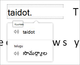 Näyttökuva käännä-toiminnosta.