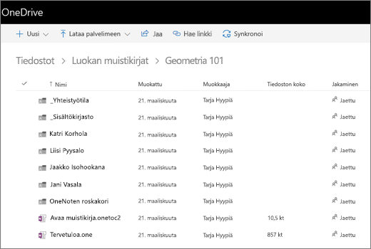 Näyttökuva avoimesta muistikirjasta.