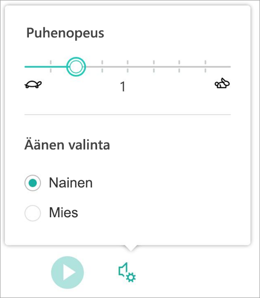 Näyttökuva ääniasetuksista.