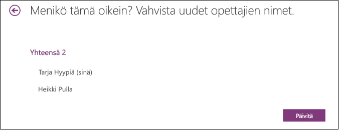 Tarkista muut opettajat, joilla on luokan muistikirjan käyttöoikeudet.