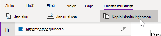 Valitse Kopioi sisältökirjastoon.