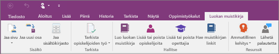 Luokan muistikirja -välilehti.