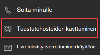 Näyttökuva Käytä taustatehosteita -vaihtoehdosta Teamsissa.