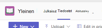 Näyttökuva Files-välilehdestä Teams-kanavalla.