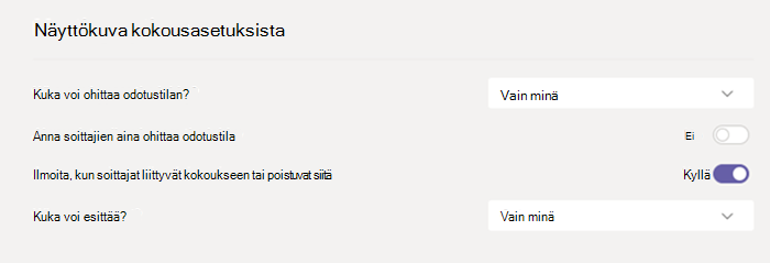 Tapaamisvaihtoehdot Teamsissa.