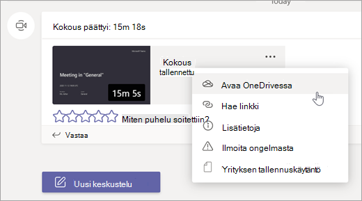 Teams-kokousten tallennusasetukset
