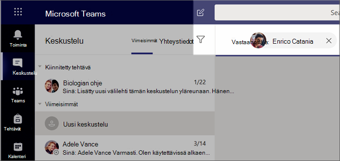 Näyttökuva uuden keskustelun aloittamisesta.