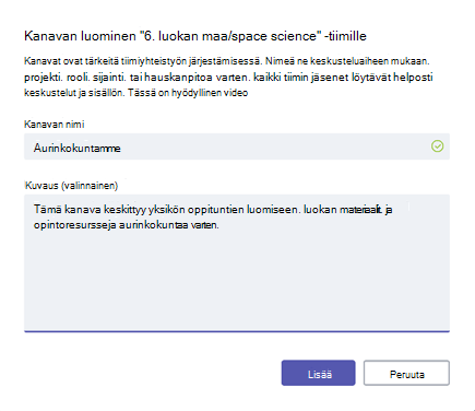 Kanavan luominen