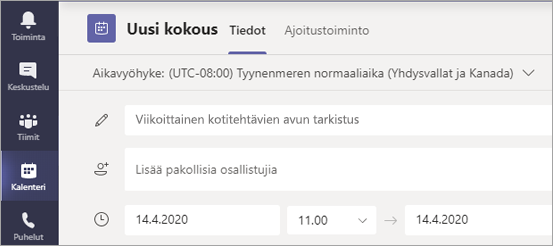 Näyttökuva, jossa voit antaa kokoukselle otsikon.