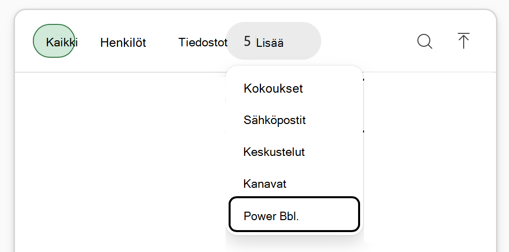 Näyttökuva Excelin Copilotin Lisää sisältöä -valikosta, jossa 