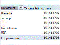 Esimerkki Pivot-taulukosta
