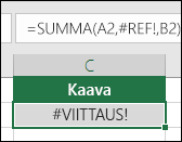Excel näyttää #REF!-virheen, kun soluviittaus ei kelpaa