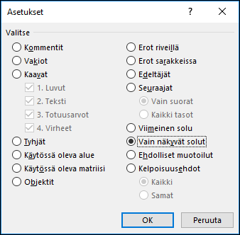 Siirry määräten -valintaikkunaan