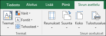 Sivun asettelu -välilehti valintanauhassa