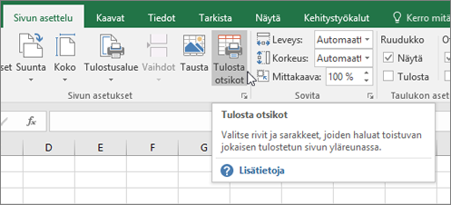Otsikoiden tulostaminen