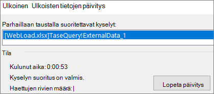 Ulkoisten tietojen päivitystila -valintaikkuna