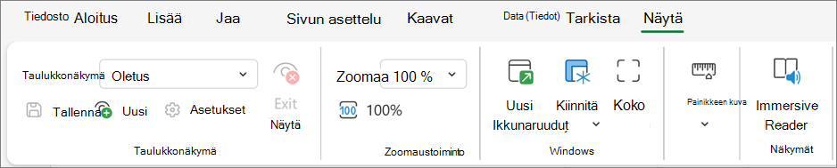 Näyttökuva Syventävä lukuohjelma -ohjelman aloittamisesta Excelin verkkoversiossa.