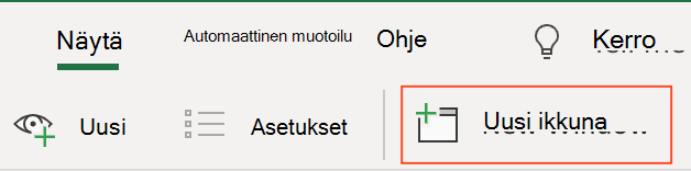 Valintanauhan Näytä-välilehden Uusi-painikekuvake