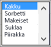 Esimerkkiluettelovalikko