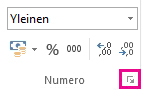 Aloitus-välilehden Numero-ryhmän valintaikkunapainike