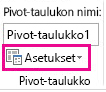 Analysoi-välilehden Asetukset-painike