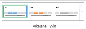 Aikajanatyökalut-valikossa olevan Asetukset-välilehden Aikajanatyylit-kohta