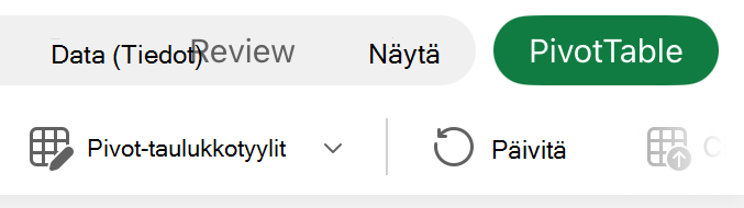 iPadin Pivot-taulukko-välilehti