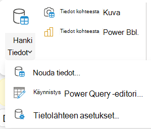 Valintanauhan Hae tiedot -valikko.