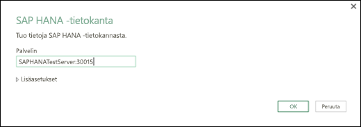 SAP HANA -tietokanta -valintaikkuna