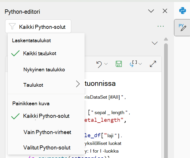 Voit rajata sisältöä tehtäväruudun yläosassa olevalla suodattimella.