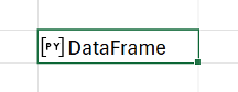 Esimerkki DataFrame-objektista Excel-solussa.