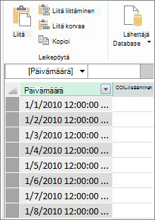 Päivämäärätaulukko Power Pivotissa