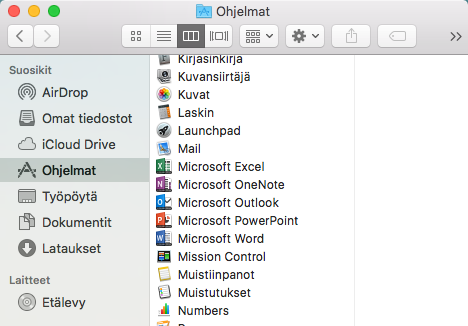 Avaa Finder-sovellukset >> Hae Microsoftia