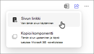 Copilot-sivujen vaihtoehto jakaa sivu sivulinkin kautta.