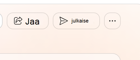Näyttökuva, jossa näkyvät brändipaketin Jaa- ja Julkaise-painikkeet.