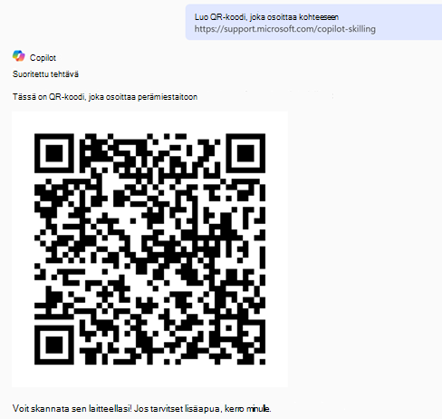 Luotu QR-koodi Copilot Chat avulla