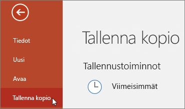 Tiedoston > kopion tallentaminen
